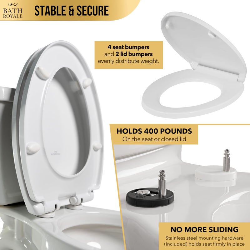Bath Royale Slow Close Toilet Seat Round BR283-00 Heavy Duty & Scratch Resistant, Fits All Toilet Brands, MasterSuite Series - Image 5